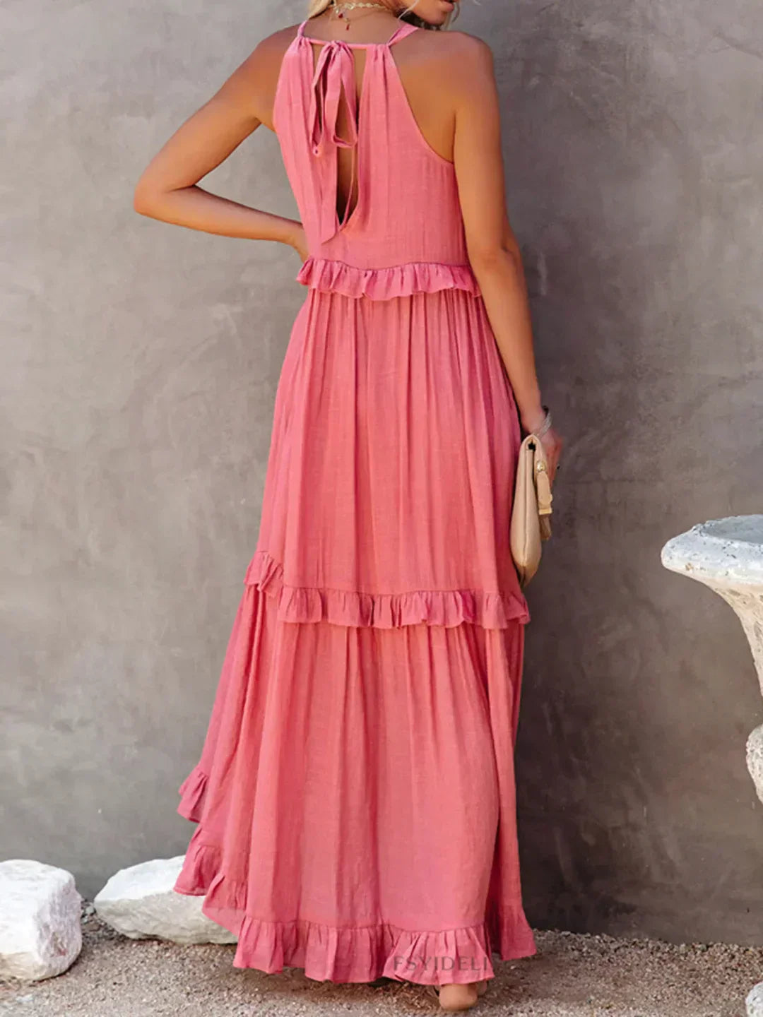 Emilia Halter Ruffle Maxi Dress