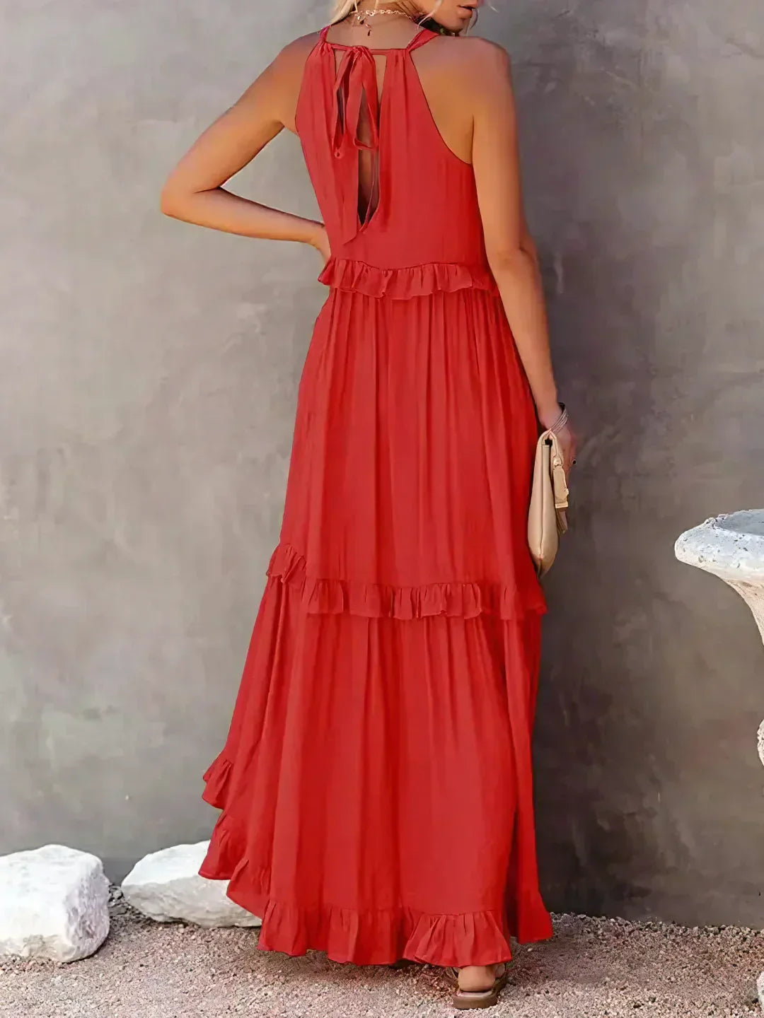 Emilia Halter Ruffle Maxi Dress