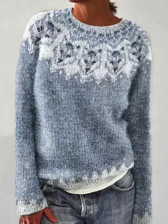 Maud™ - Retro Autumn Sweater Clothing OLIVIA'S Light Blue & White S 