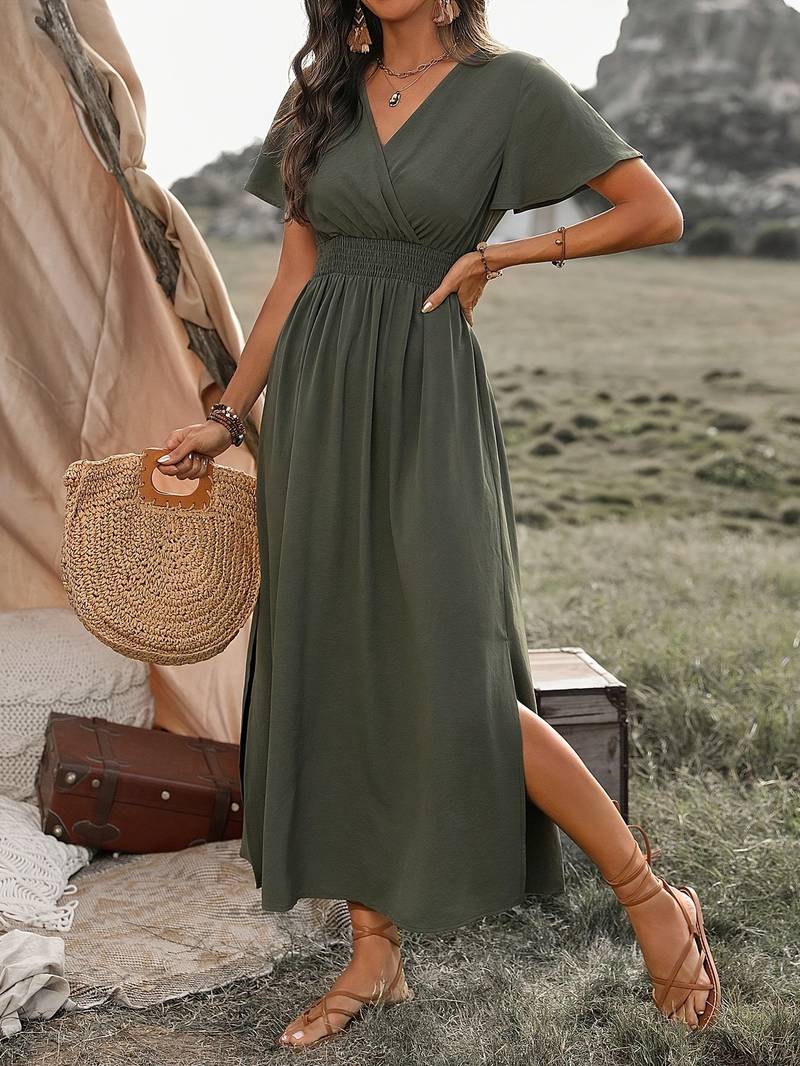 Jasmine Breezy Short Sleeved Green Dress