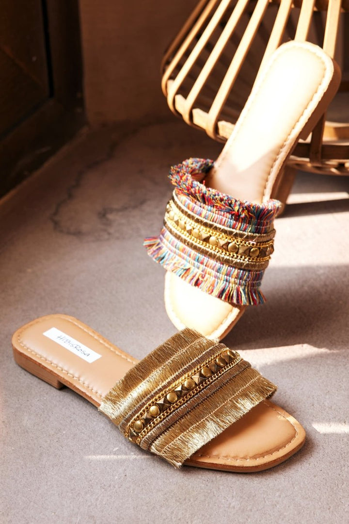 Belle Metal Decored Flat Sandals