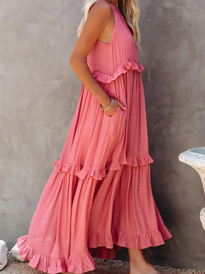 Emilia Halter Ruffle Maxi Dress