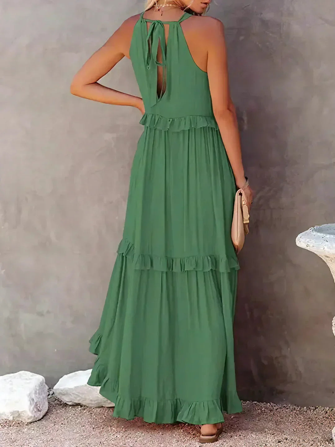 Emilia Halter Ruffle Maxi Dress