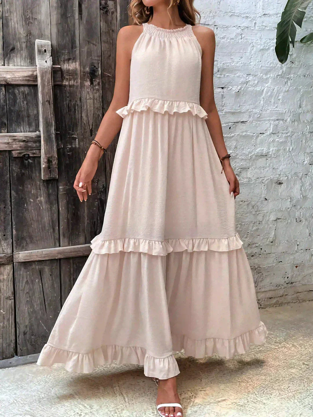 Emilia Halter Ruffle Maxi Dress