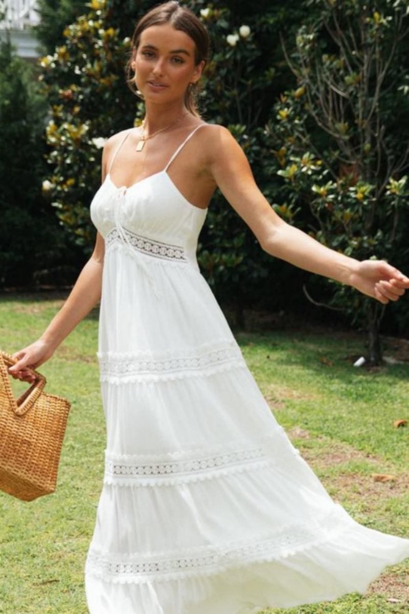 Carol Lace Trim A-line Maxi Sundress