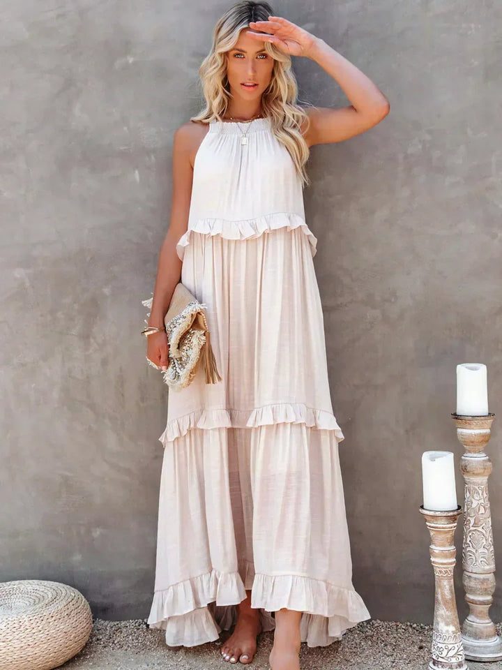 Emilia Halter Ruffle Maxi Dress