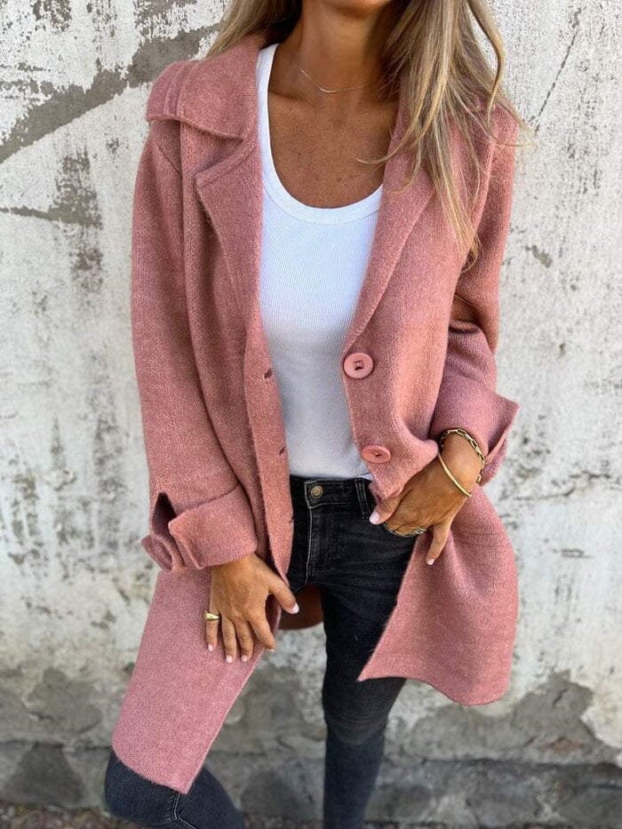 Gail™ - Casual Long Jacket with Buttons OLIVIA'S Light Pink S 