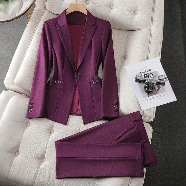 Marit™ - Elegant Blazer and Pants Set OLIVIA'S Fuschia XS 