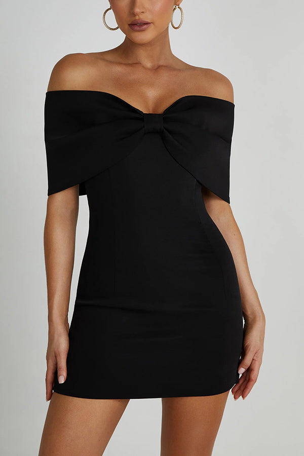 Maria Off Shoulder Bow Mini Dress