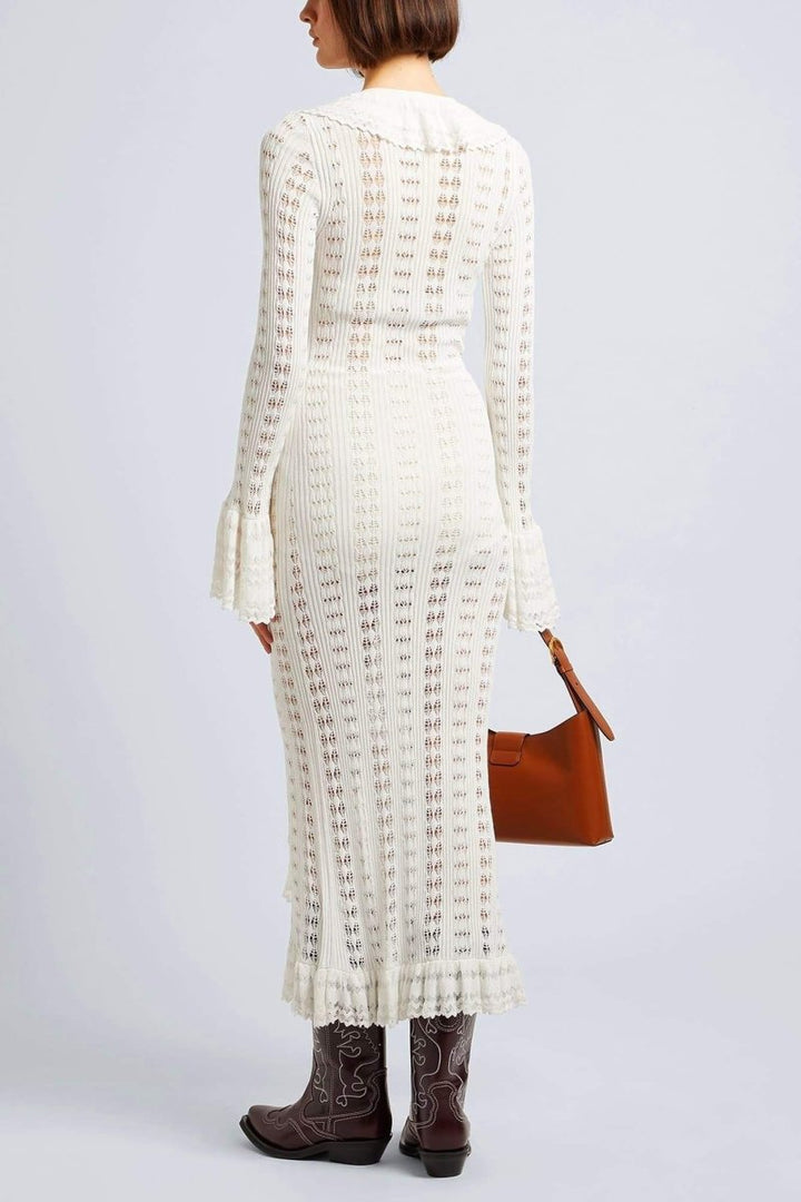 Georgina Ruffled Crochet Midi Dress