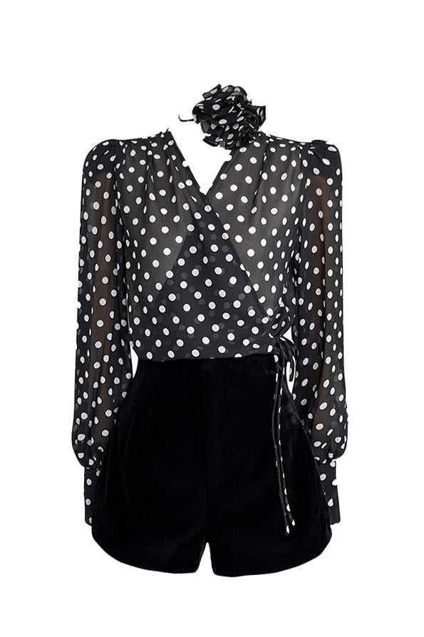 Gina Polka Dot Long Sleeve Blouse