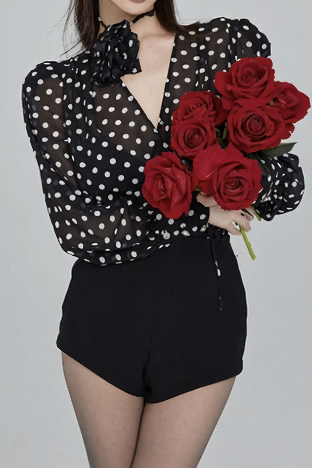 Gina Polka Dot Long Sleeve Blouse