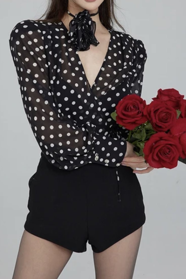 Gina Polka Dot Long Sleeve Blouse