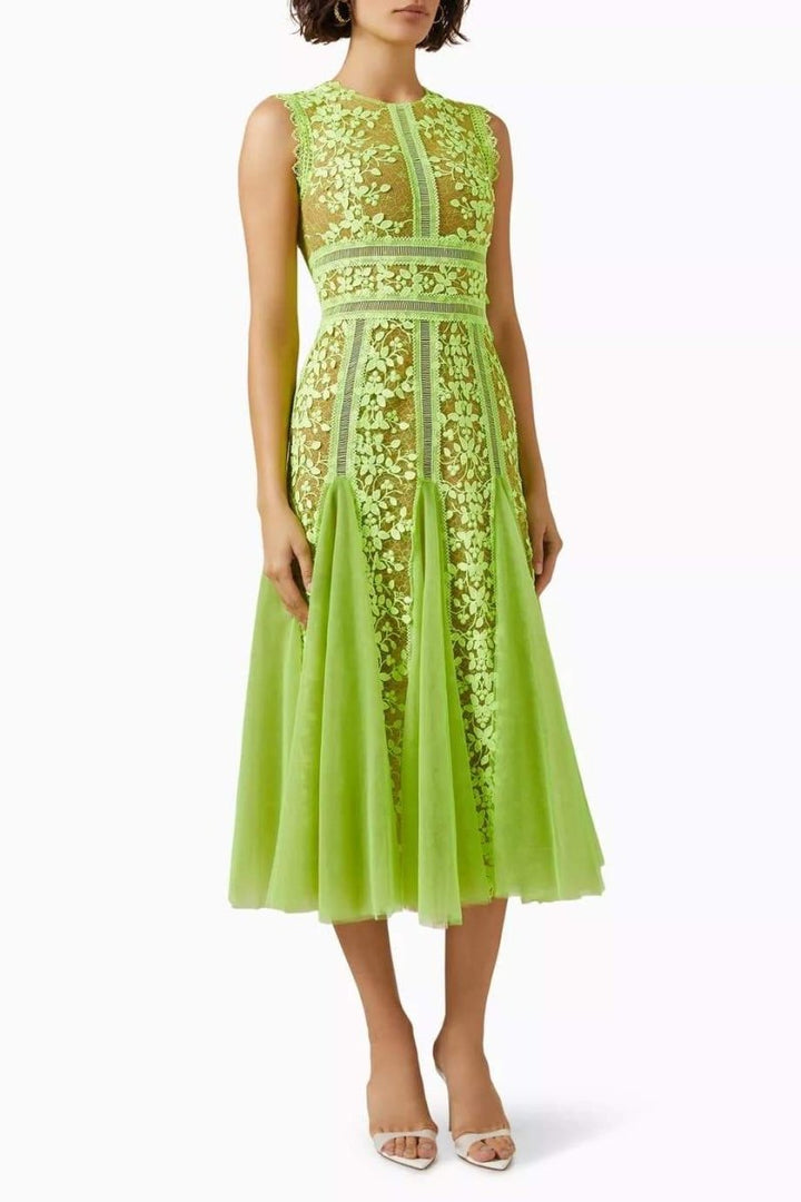 Heather Embroidered Lace Midi Dress