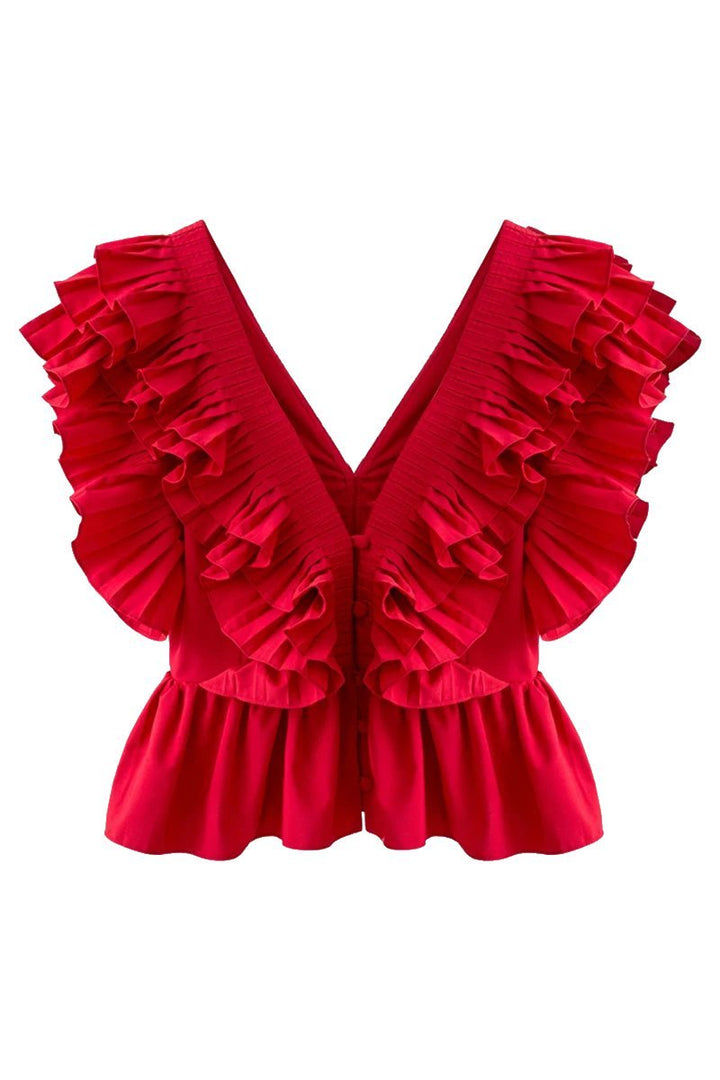 Viy Ruffle V-Neckline Blouse