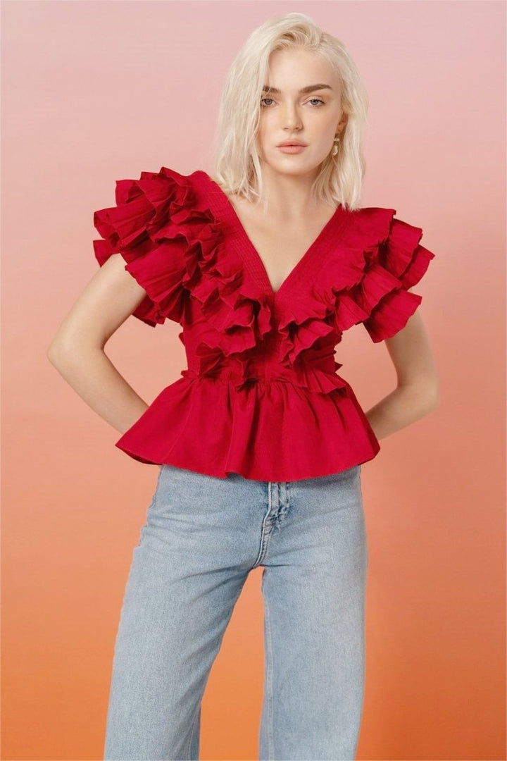 Viy Ruffle V-Neckline Blouse