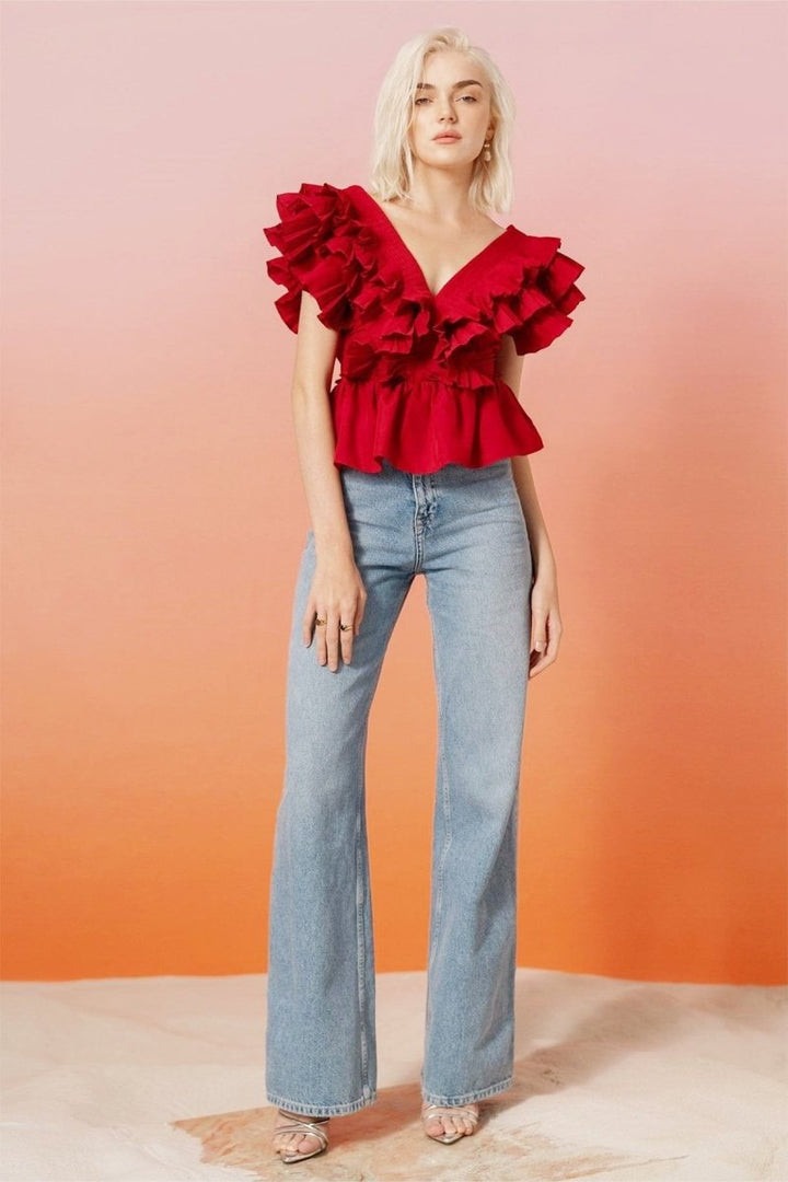 Viy Ruffle V-Neckline Blouse