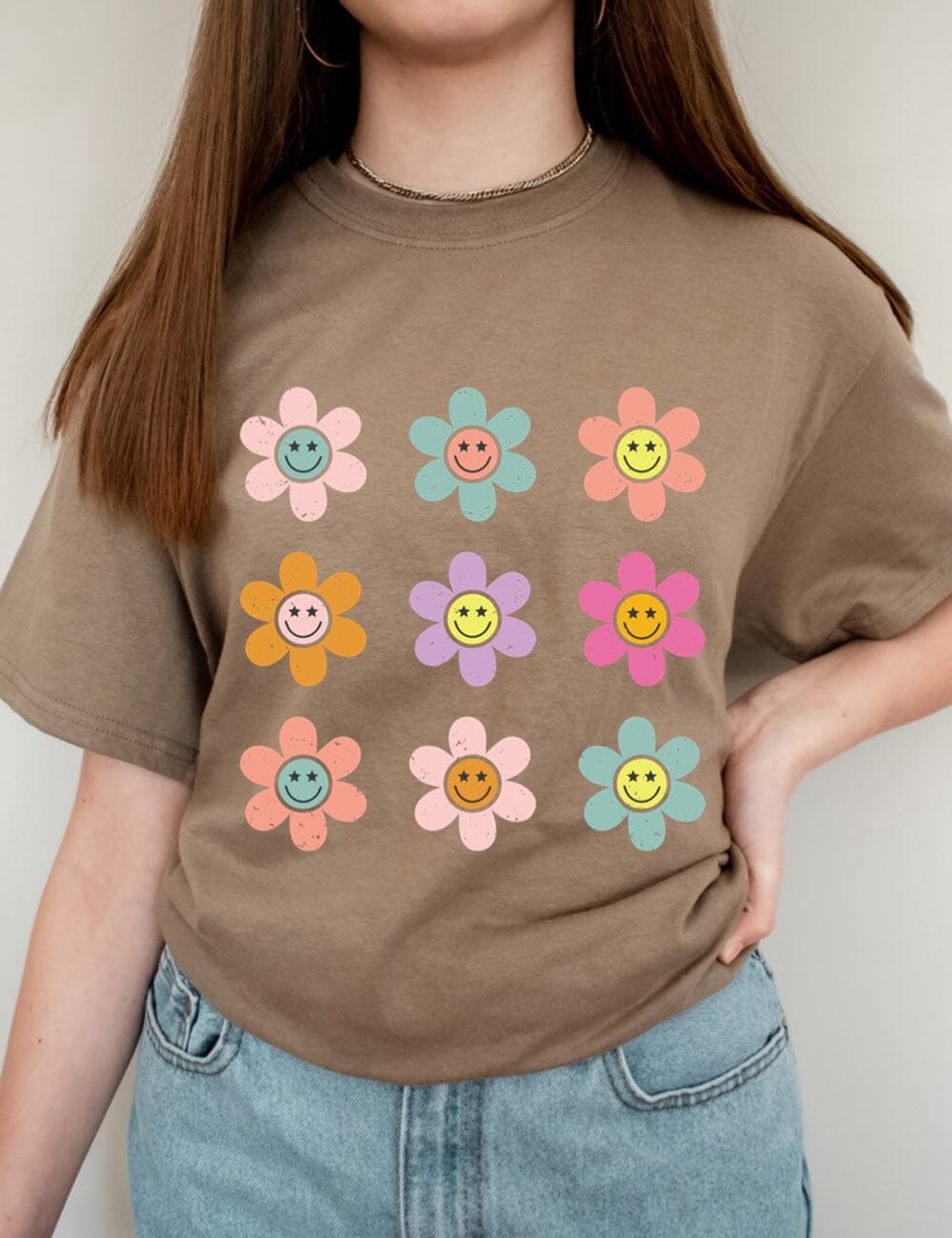 Kleurrijke Bloemen Graphic T-shirt T-Shirt JURKJESBOETIEK Brown XS 