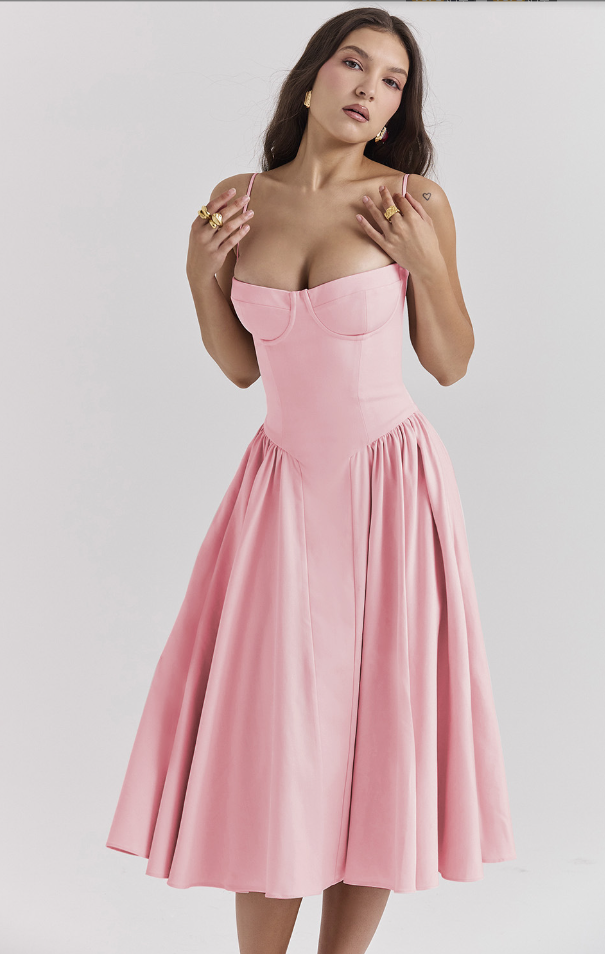 Eda Sleeveless Corset Midi Dress