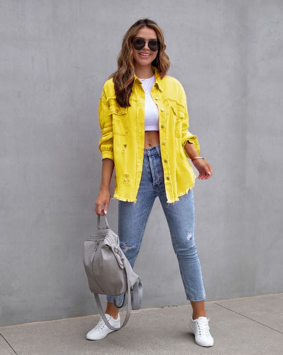 Jude™ - Oversized Denim Jacket JURKJESBOETIEK Geel S 