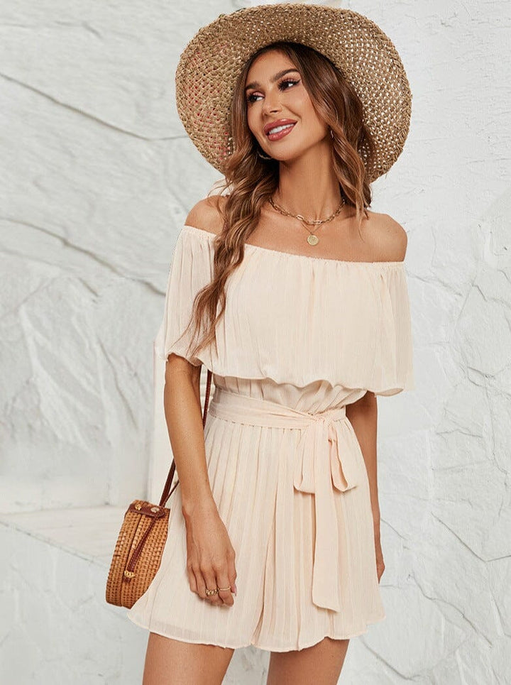 Ava Off-Shoulder Jumpsuit SOPHIE/CLAIRE Beige S 