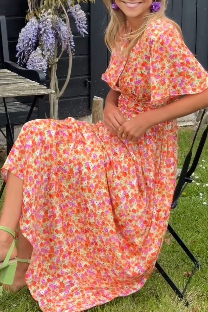 Sandra Elegante Maxi Jurk met V-hals JURKJESBOETIEK 