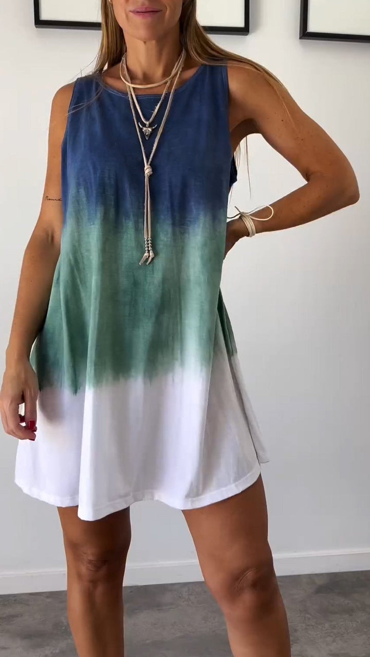 Kiara Elegant Tie Dye Sleeveless Dress