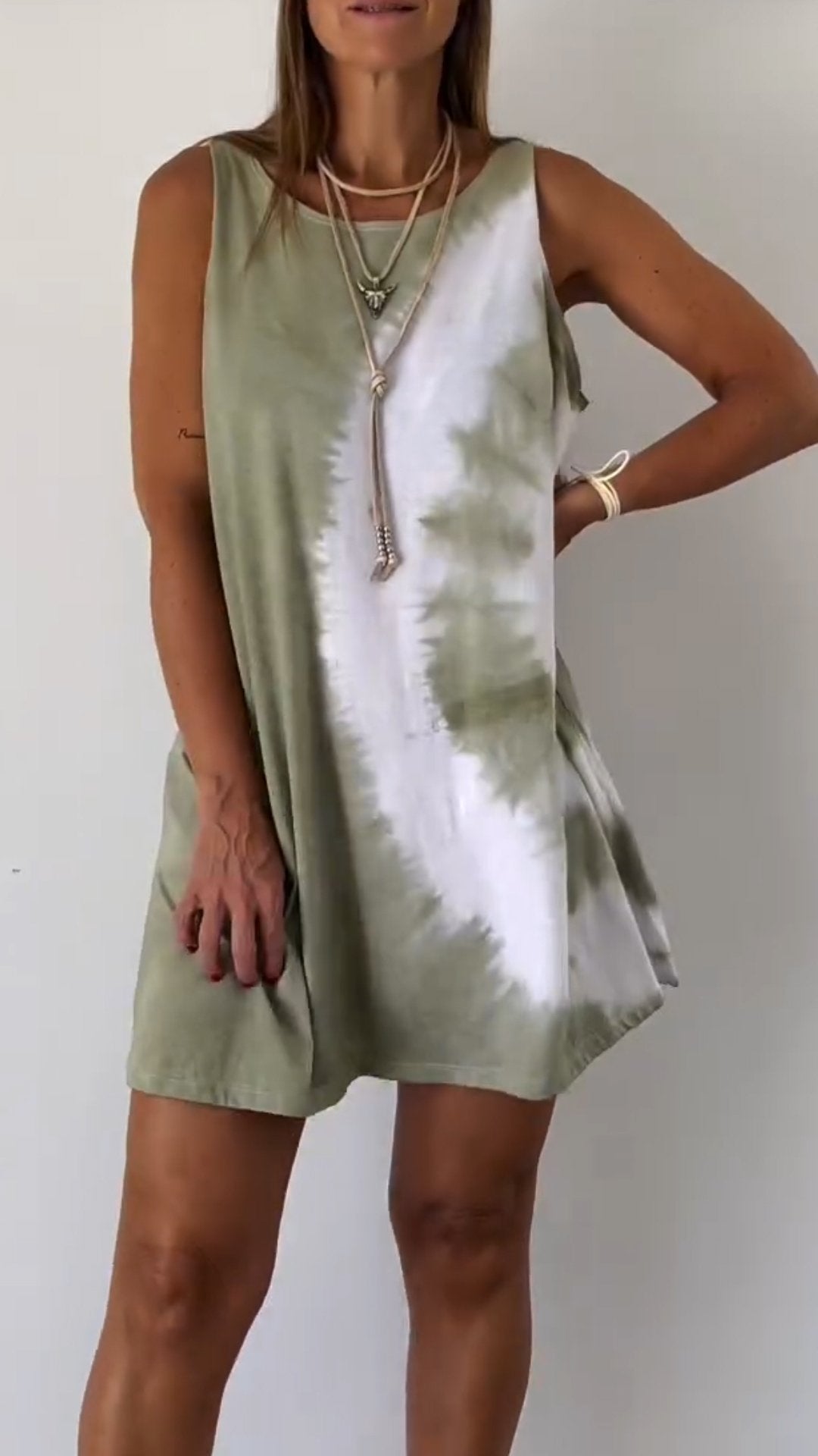 Kiara Elegant Tie Dye Sleeveless Dress