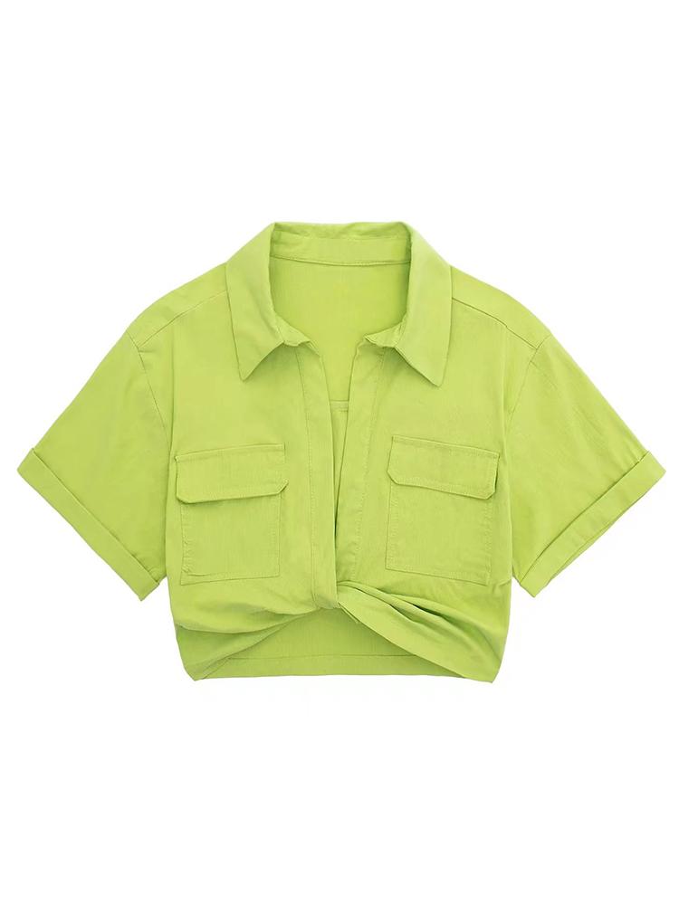 Kaye Twisted Crop Linen Blouse