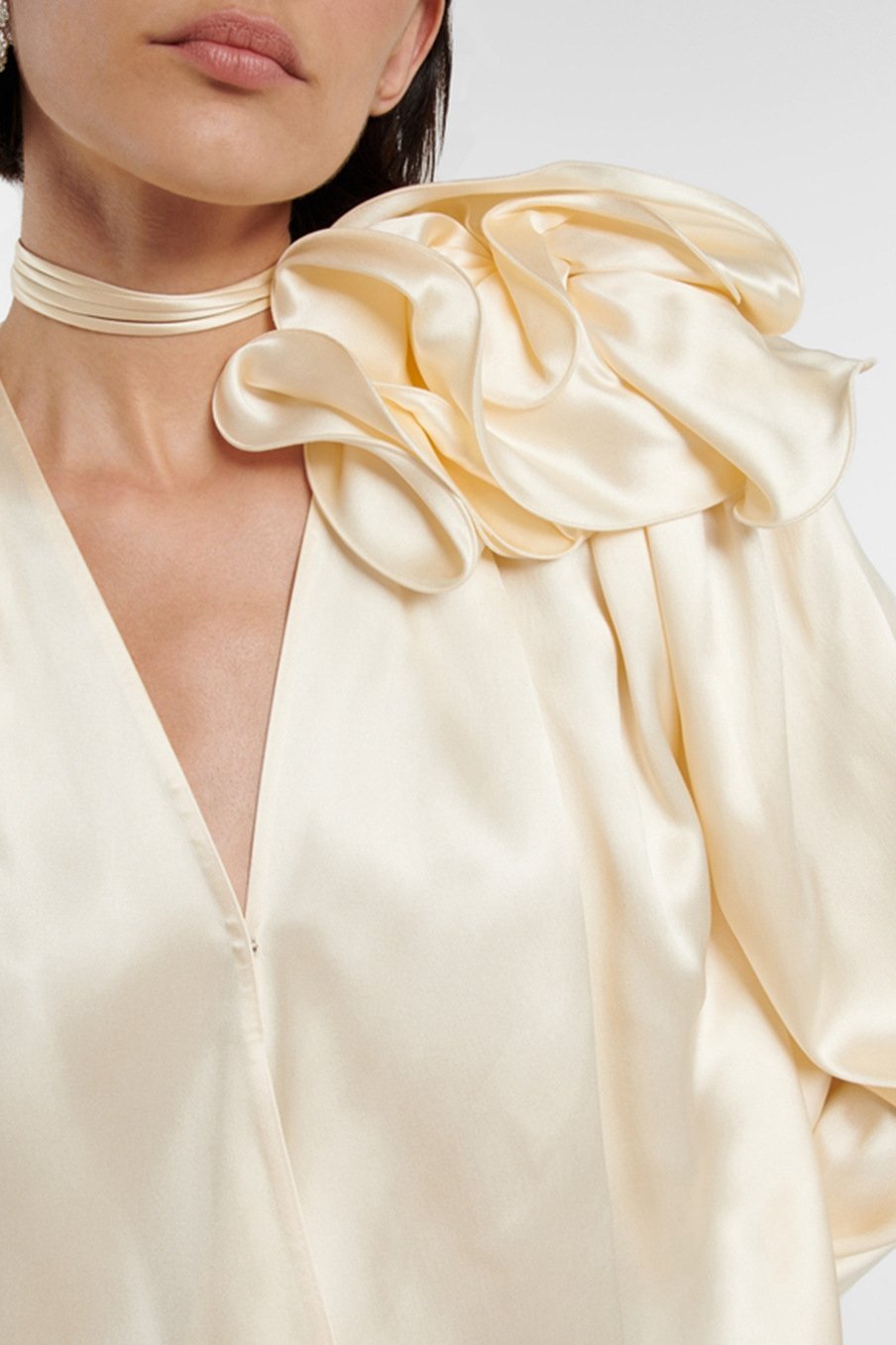 Laura Flower Satin Flowy Blouse