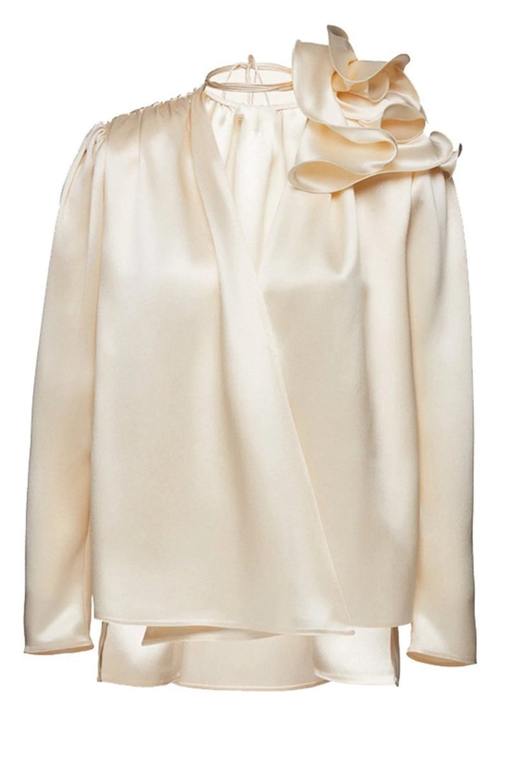 Laura Flower Satin Flowy Blouse