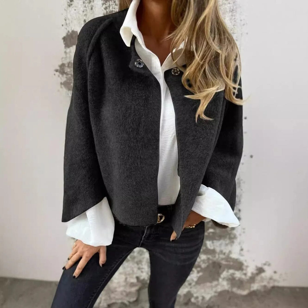 Sadie™ - Short Fur Jacket with Buttons OLIVIA'S Black S 