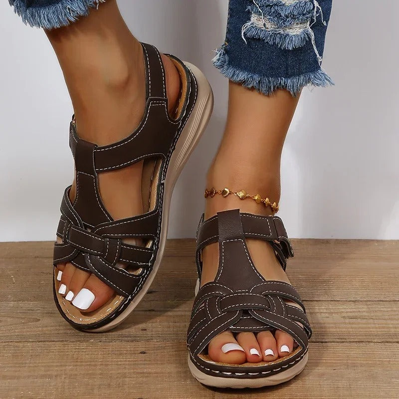 Iris Elegant Orthopedic Leather Sandals for Optimal Comfort