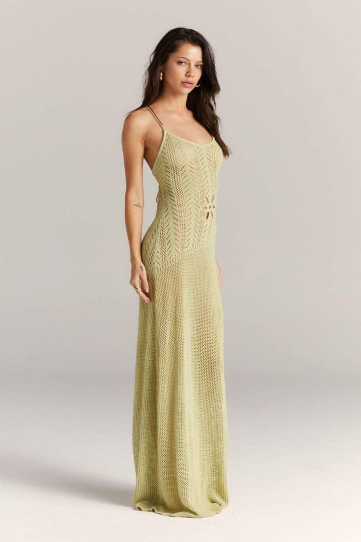 Marjorie Flower Cut-out Crochet Maxi Dress