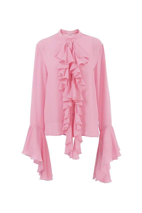 Misha Semi-Sheer Ruffle Blouse