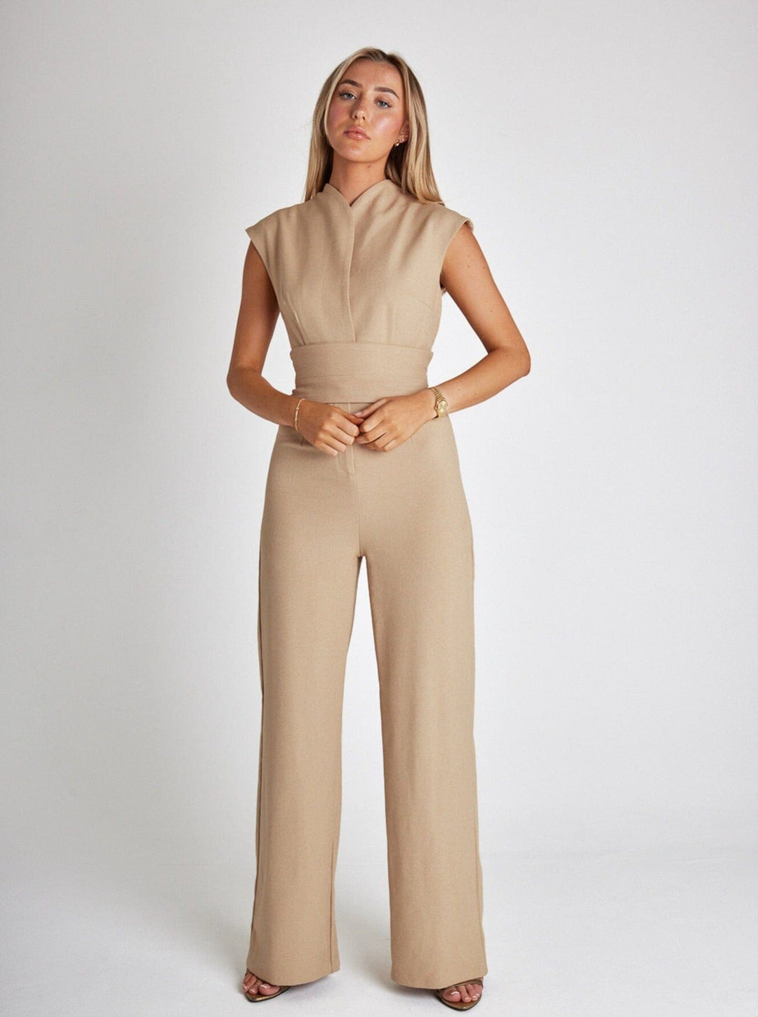 Florence Stylish Jumpsuit Old Money Style DRESS/ATELIER Beige 8 - 10 (S) 