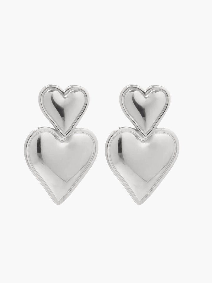 Valeska Heart-Shaped Earrings Old Money Style DRESS/ATELIER Silver 