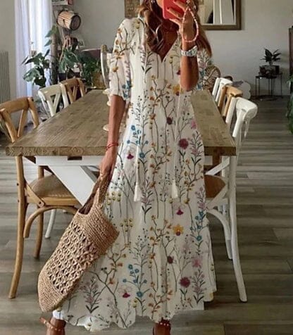 Ava Elegant Boho Dress with Tummy Cover Casual Dresses SOPHIE/CLAIRE White Style 2 S 