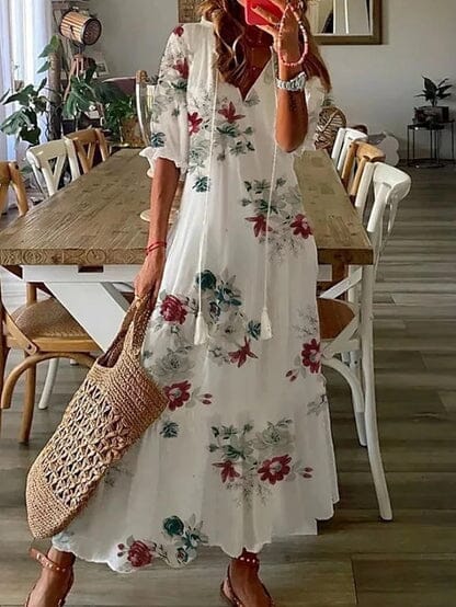 Ava Elegant Boho Dress with Tummy Cover Casual Dresses SOPHIE/CLAIRE White Style 3 S 