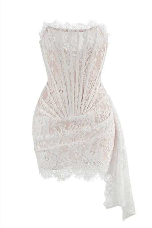 Viola Strapless Lace Corset Mini Dress