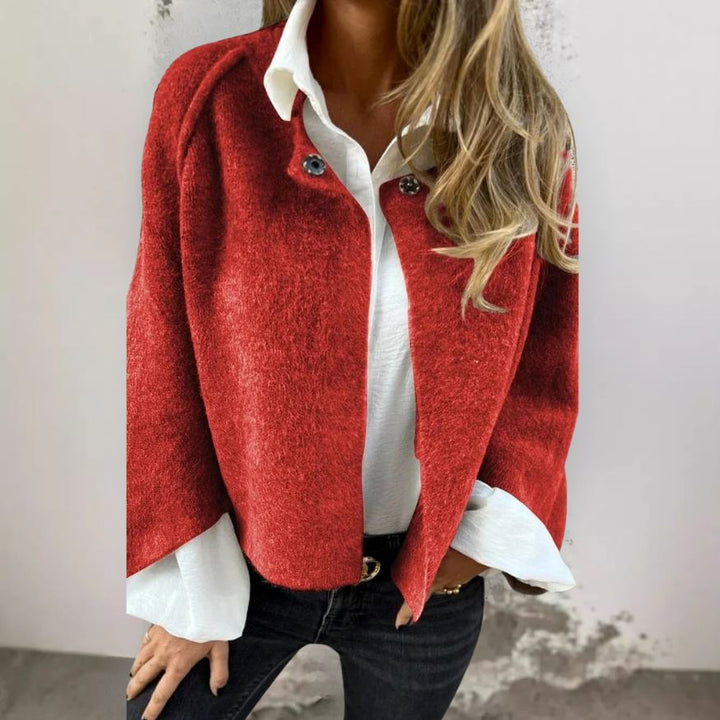 Sadie™ - Short Fur Jacket with Buttons OLIVIA'S Red S 