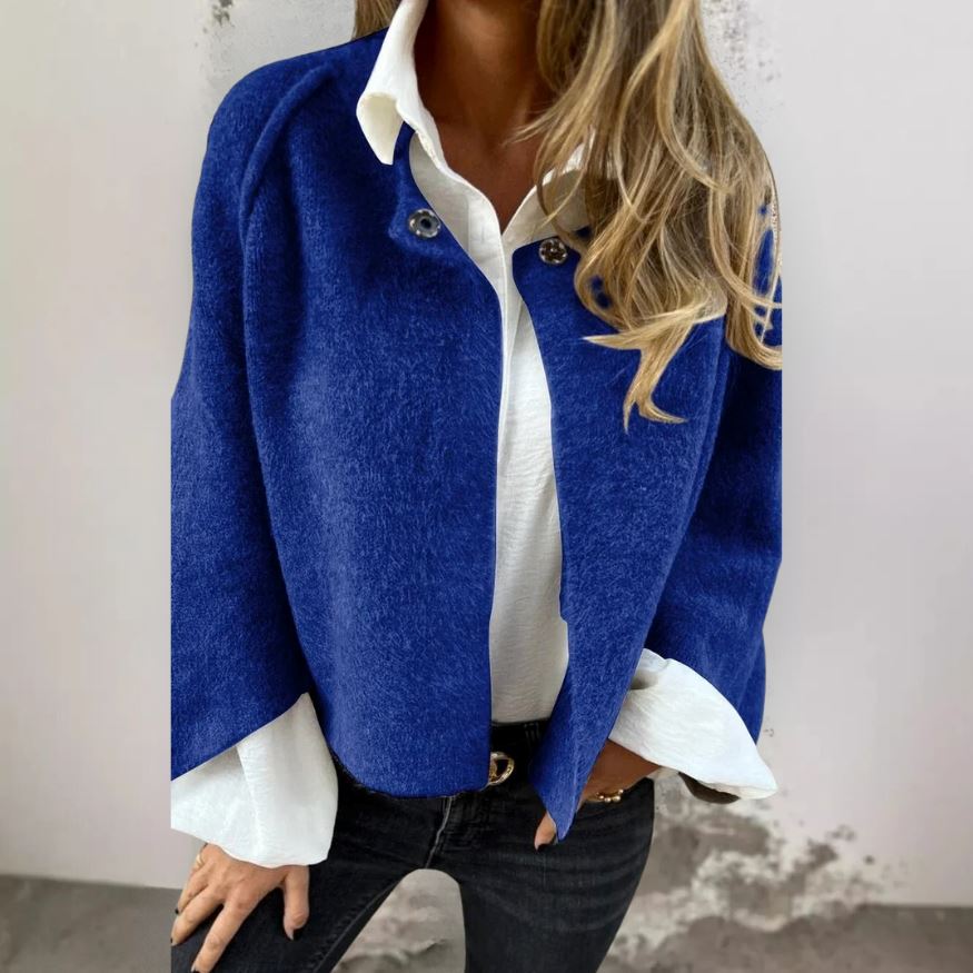 Sadie™ - Short Fur Jacket with Buttons OLIVIA'S Blue S 