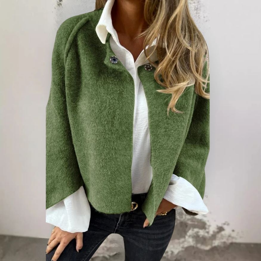 Sadie™ - Short Fur Jacket with Buttons OLIVIA'S Green S 